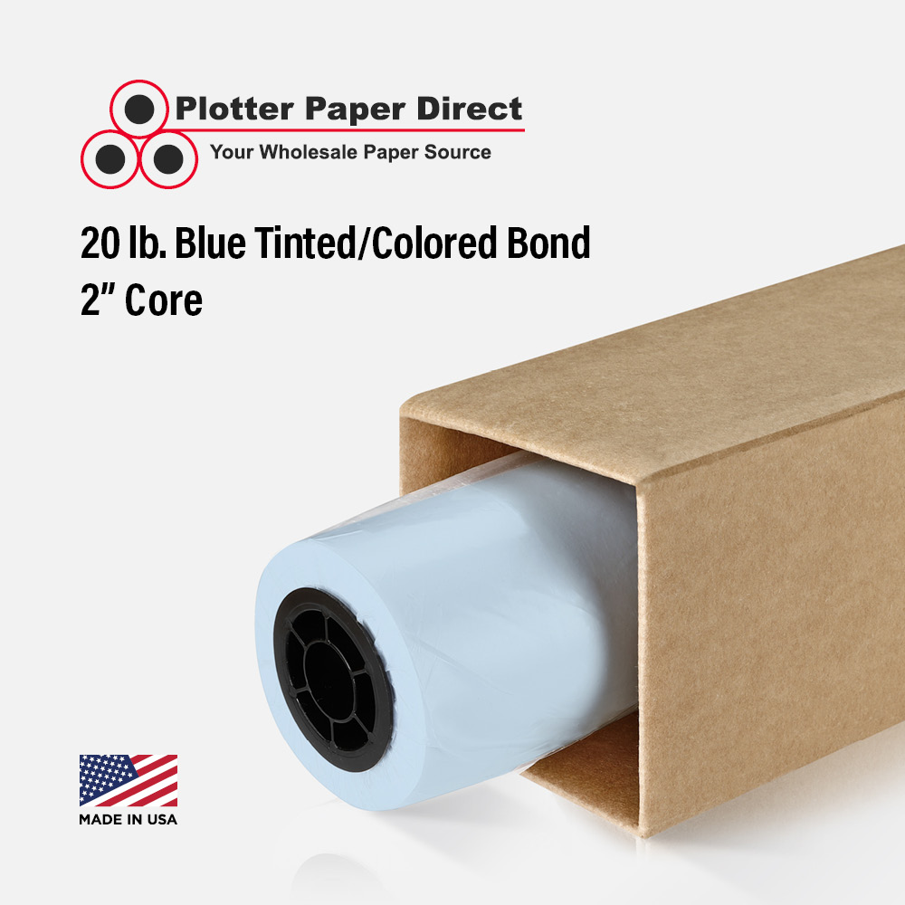 36'' x 150' Roll - 20# Blue Tinted/Colored Bond - 2'' Core